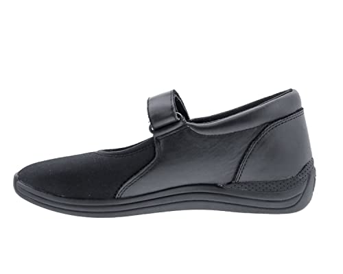 【中古】【未使用・未開封品】Drew Shoes Magnolia 14326 レディースカジュアルシューズ: ブラック/ストレッチレザー/ライクラ 5 ワイド(D) ベルクロ