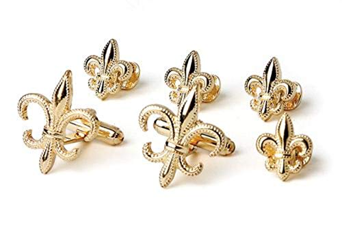 【中古】【未当て嵌める・未開封品】Fleur De LisゴールドメッキタキシードスタッドとCufflinks