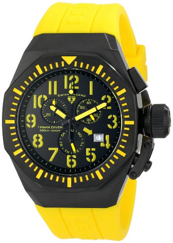 【中古】【未当て嵌める・未開封品】Swiss Legend Men\u0027s 10540-BB-01-YA Trimix Diver Chronograph Black Dial Yellow Silicone Watch