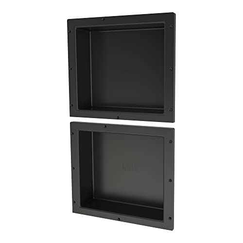 【中古】【未当て嵌める・未開封品】Tile Redi USA RND1614S-14 Niche ダブル埋め込み式シャワーシェルフ 棚2枚 高さ28in x 幅16in 黒いこと