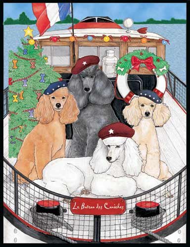 【中古】【未当て嵌める・未開封品】プードルクリスマスカード:10枚の公休日歌留多と真っ赤状ぶくろ付き添い人 ? 愛らしい。
