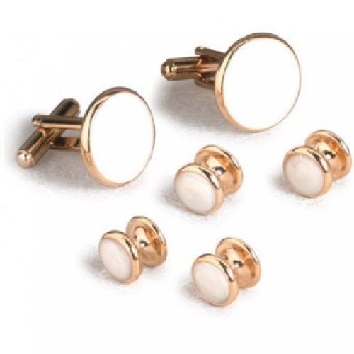 【中古】【未当て嵌める・未開封品】アポロMother of Pearl Cufflinks and Studs Setゴールド刈り込み