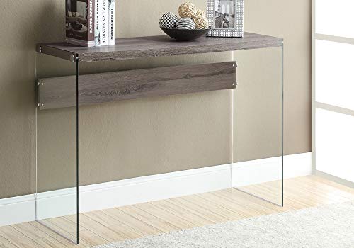 【中古】【未当て嵌める・未開封品】Monarch specialties, Console Sofa Table, Tempered Glass, Dark Taupe, 44\