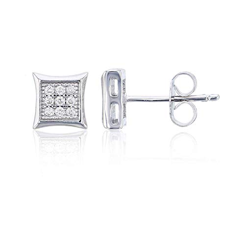 【中古】【未使用・未開封品】スターリングシルバー3?x 3?Pave Square Stud