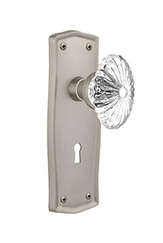 【中古】【未使用・未開封品】Nostalgic Warehouse Prairieプレートwith KeyholeオーバルFlutedクリスタルガラスノブ Privacy - 2.375\