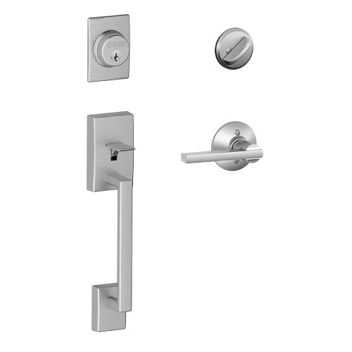 【中古】【未当て嵌める・未開封品】SCHLAGE Century シングルシリンダーハンドルセットとラティチュードレバー、繻子クローム (F60 CEN 626 LAT)