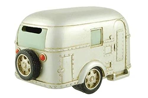 【中古】【未使用・未開封品】Coin Bank, Silver Vintage Travel Trailer Camper RV Collectible, 17cm