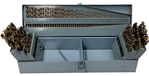 【中古】【未使用・未開封品】Drill America DWD115J-CO-SET Qualtech 115 Piece Cobalt Steel Jobber Length Drill Bit Set in Metal Case, Gold Oxide Finish, Round Shank,