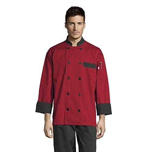 【中古】【未当てはめる・未開封品】Uncommon Threads 0404-1904 Newport Chef Coat 10 Buttons インチ Red/Black Trim - Large