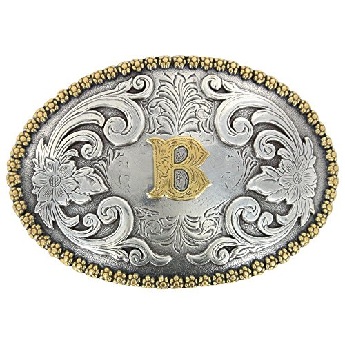 【中古】【未当てはめる・未開封品】M\u0026F Western Products 37072-B Womens Oval Berry Edge B-Initial Belt Buckle - Antique Silver \u0026 Antique Gold