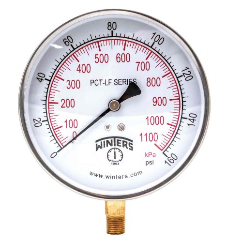 【中古】【未使用・未開封品】Winters PCT324LF PCT-LF Series Pressure Gauge, 4.5 Dial size, 1/4 NPT, 0/160 psi/kpa, 1% accuracy by Winters