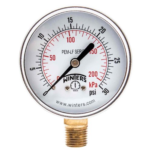 【中古】【未使用・未開封品】Winters PEM212LF PEM-LFシリーズ圧力計、2.5"ダイヤルサイズ、1/4" NPT、0/30 psi/kpa、±3-2-3%精度|AJIMURA-SHOP