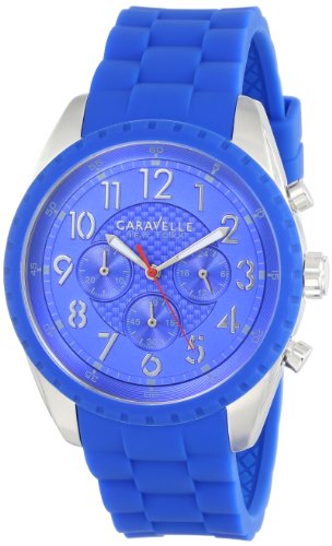 【中古】【未使用・未開封品】Caravelle 43A121　メンズニューヨーク　クロノブルーダイヤルブルーラバーストラップウォッチ｜AJIMURA-SHOP