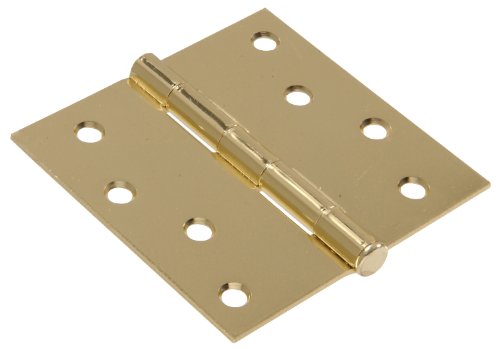 【中古】【未使用・未開封品】Hardware Essentials 851249 住宅用正方形コーナードアヒンジ 取り外し可能なピン付き 真鍮 4インチ 2個パック