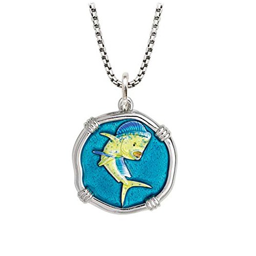 【中古】【未使用・未開封品】Guy Harvey エナメルドルフィンフィッシュペンダント スターリングシルバー 丈夫な22インチのネックレスボックスチェーン