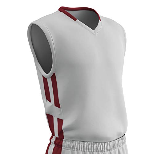 【中古】【未使用・未開封品】Youth Basketball Jersey by Champro、マッスルスタイル???ホワイト/ Cardinal M
