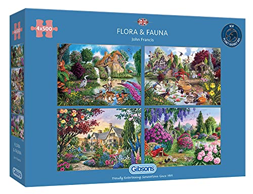 【中古】【未使用・未開封品】Gibsons Flora and Fauna Jigsaw Puzzle (4 x 500 pieces)
