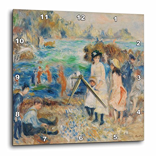 【中古】【未使用・未開封品】3dRose dpp_169779_2 Children on The Seashore、1883 by ピエール・オーギュスト・ルノワール-壁掛け時計、13 x 13インチ