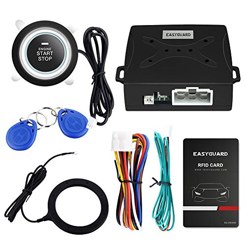 【中古】【未使用・未開封品】EASYGUARD Ec004 スマート Rfid 車の警報 システム プッシュ エンジン スタート ボタン と キーレス ゴーシステム ほとんどのDc12V車に適合