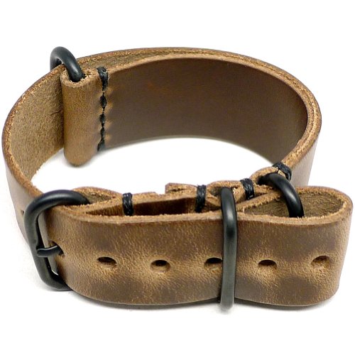 【中古】【未使用・未開封品】DaLuca NATO Watch Strap - Natural Chromexcel (PVD Buckle) : 24mm|AJIMURA-SHOP