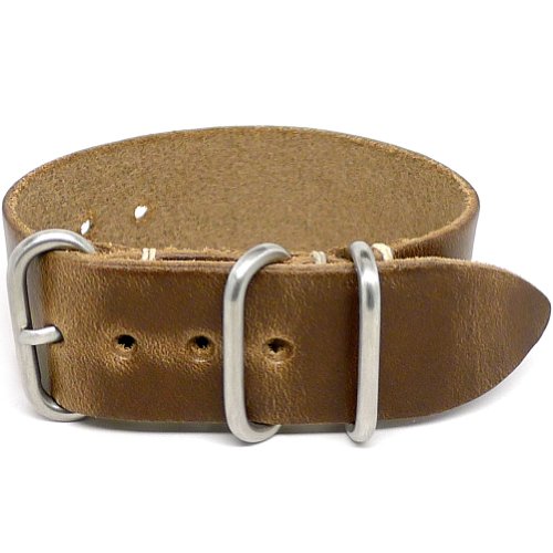 【中古】【未使用・未開封品】DaLuca 1 Piece NATO Watch Strap - Natural Chromexcel (Matte Buckle) : 22mm