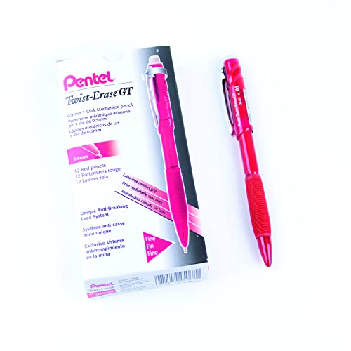 【中古】【未当て嵌める・未開封品】Pentel twist-erase GT , 0.5?MM , Mechanical Pencil澄み切ったBurgundyバレル, Box of 12?( qe205b )