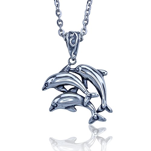 【中古】【未当て嵌める・未開封品】3つJumping Dolphinシャンデリヤインチスターリングしろがね色18inチェーン店付き添い人