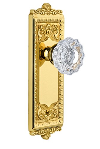 【中古】【未使用・未開封品】Grandeurウィンザープレートノブwith Versaillesクリスタルノブ、Passage???2.375インチ、生涯真鍮