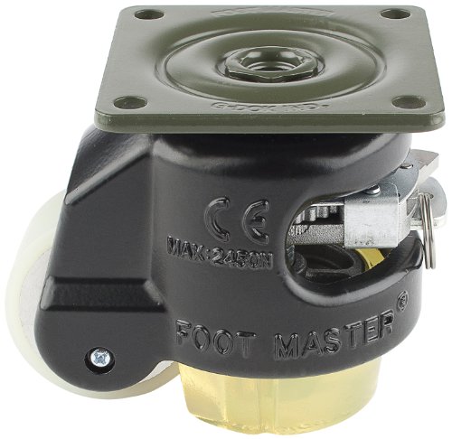 【中古】【未使用・未開封品】FOOTMASTER GDR-60F-BLK-U Urethane Wheel and Pad Ratcheting Leveling Caster, 550 lbs, Top Plate 2 7/8 x 2 7/8, Bolt Holes 2 9/32 x 2 9/3