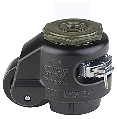 【中古】【未当てはめる・未開封品】FOOTMASTER GDR-60S-BLK Nylon Wheel and NBR Pad Ratcheting Leveling Caster, 550 lbs, Stem Mounted with 0.472 Mounting Hole Diameter, Bla