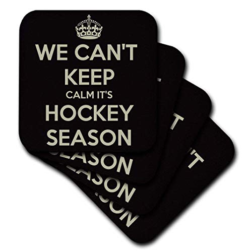 【中古】【未使用・未開封品】(set-of-4-Ceramic) - 3dRose cst_171921_3 We Cant Keep Calm its Hockey Season. Black and Gold. Hockey Lover-Ceramic Tile Coasters, Set o
