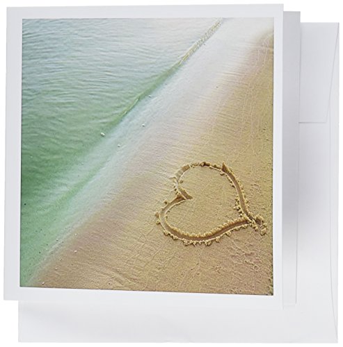 【中古】【未使用・未開封品】島Swag Designs Love Theme???Heart Shape Symbolizing Love、ハートCarved in Sand on the beach???グリーティングカード Set of 12 Gree画像