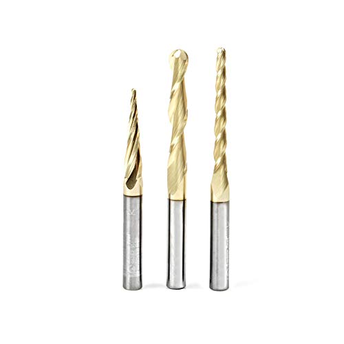 【中古】【未使用・未開封品】Amana Tool AMS-142 3-Pc CNC 2D and 3D Carving Ball Nose ZrN Coated Solid Carbide 1/4 Inch Shank Rout by Amana｜AJIMURA-SHOP