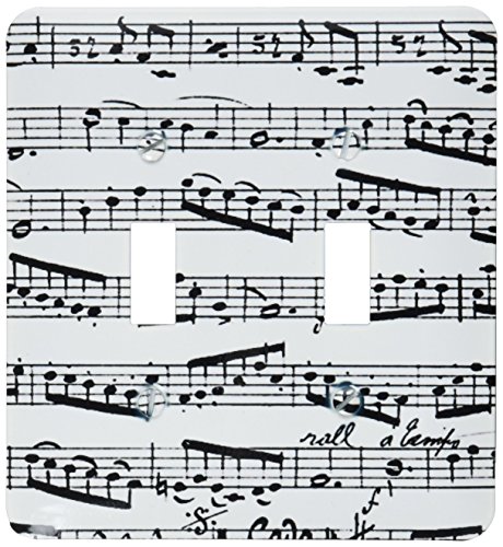 【中古】【未使用・未開封品】3dRose lsp_179702_2 音符パターン 白黒 ピアノシート 楽譜 ライトスイッチカバー