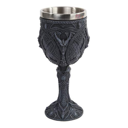 【中古】【未使用・未開封品】Guardian Dragon Wine Goblet Chalice Resin Body Stainless Steel Faux Stone