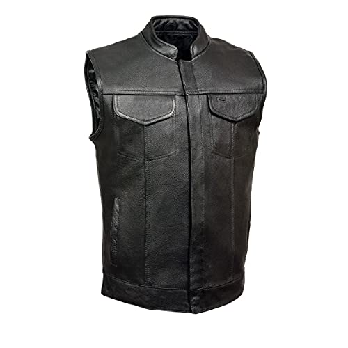 【中古】【未使用・未開封品】Leather King メンズ オープンネック クラブ ベスト XXX-Large ブラック SH2036-3X-BLACK