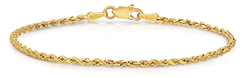 【中古】【未当て嵌める・未開封品】SL Chain Collection 腕輪 ボビーソックス 10K 金剛石とり捨てる がら明き 縄索チェーン店 男女兼用 2mｍ 20.3糎/8in 黄色ゴールド