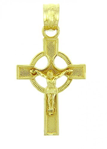 【中古】【未使用・未開封品】ソリッド 14K イエローゴールド 古代ケルト十字架チャーム エタニティ 十字架ペンダント