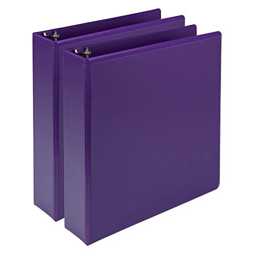 【中古】【未当て嵌める・未開封品】Samsill Fashion Colour Durable 3 Ring View Binders, 5.1糎 Round Ring, Customizable Clear View Cover, Purple, Two Pack
