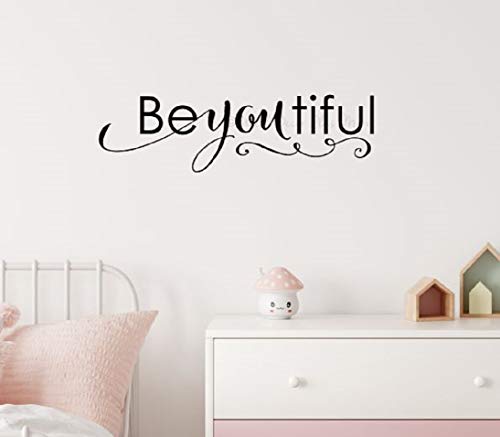 【中古】【未使用・未開封品】Wall Decor Plus More WDPM2807 Be-you-tiful Girls インスピレーションウォールデカール 引用句 36 x 10インチ ブラック