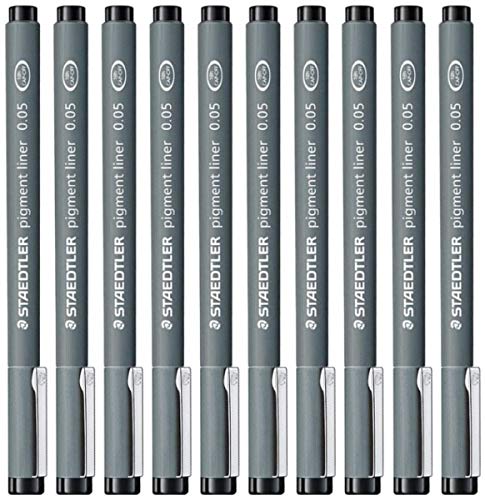 【中古】【未使用・未開封品】Staedtler 0.05 mm Pigment Liner Fineliner Sketching Drawing Drafting Pens Pack of 10