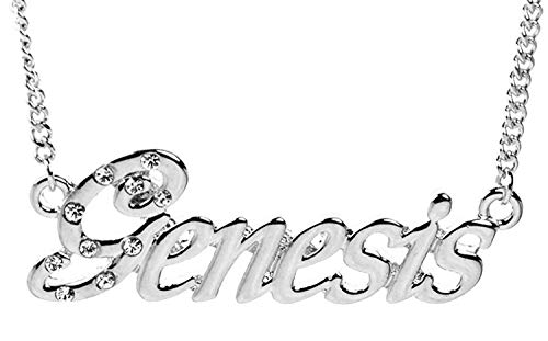 【中古】【未当て嵌める・未開封品】名まえ首飾り\" Genesis\""???18?Kホワイトゴールドメッキ"