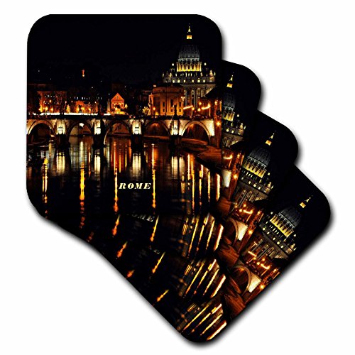 【中古】【未使用・未開封品】(set-of-4-Soft) - 3dRose cst_80850_1 Nightime in Rome Italy Soft Coasters, Set of 4|AJIMURA-SHOP