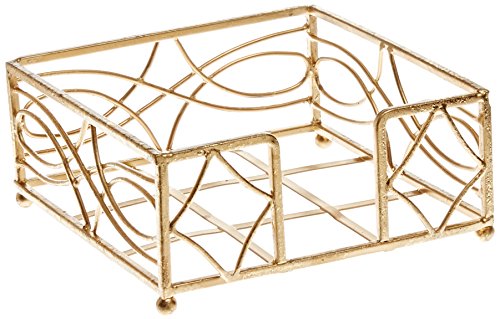 【中古】【未使用・未開封品】Boston International Cocktail Napkin Caddy, Wave Design in Gold Leaf by Boston International