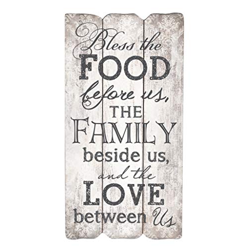 【中古】【未使用・未開封品】Bless The Food, Family and Love Small Fence Post Wood Look Wall Art Plaque