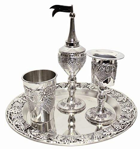 【中古】【未使用・未開封品】Majestic Giftware HS412 Havdalah Set, Nickel Plated