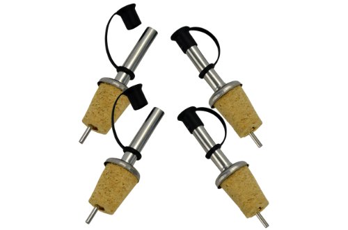 【中古】【未使用・未開封品】Southern Homewares Stainless Steel Free Flow Pourer W/Cap Wine Liquor Bottle Cork Stopper 4 Pack