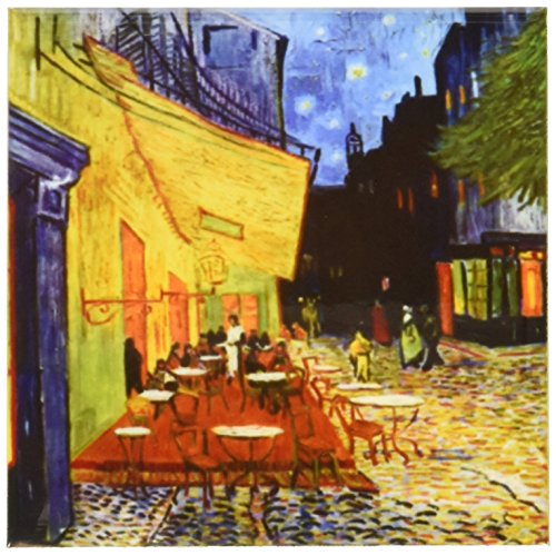 【中古】【未使用・未開封品】(set-of-8-Ceramic) - 3dRose cst_155653_4 Cafe Terrace at Night by Vincent Van Gogh 1888 Restaurant French Street Painting Coffeehouse C｜AJIMURA-SHOP
