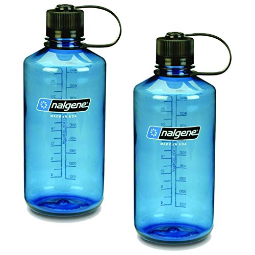 【中古】【未使用・未開封品】(Slate Blue with Black Lid) - Nalgene Narrow Mouth 0.9l Everyday Water Bottle - 2 Pack