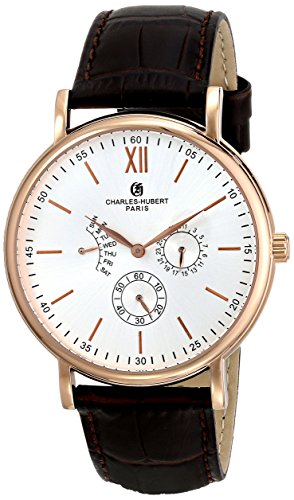 【中古】【未当て嵌める・未開封品】Mens Charles Hubert Stainless Leather Band Watch